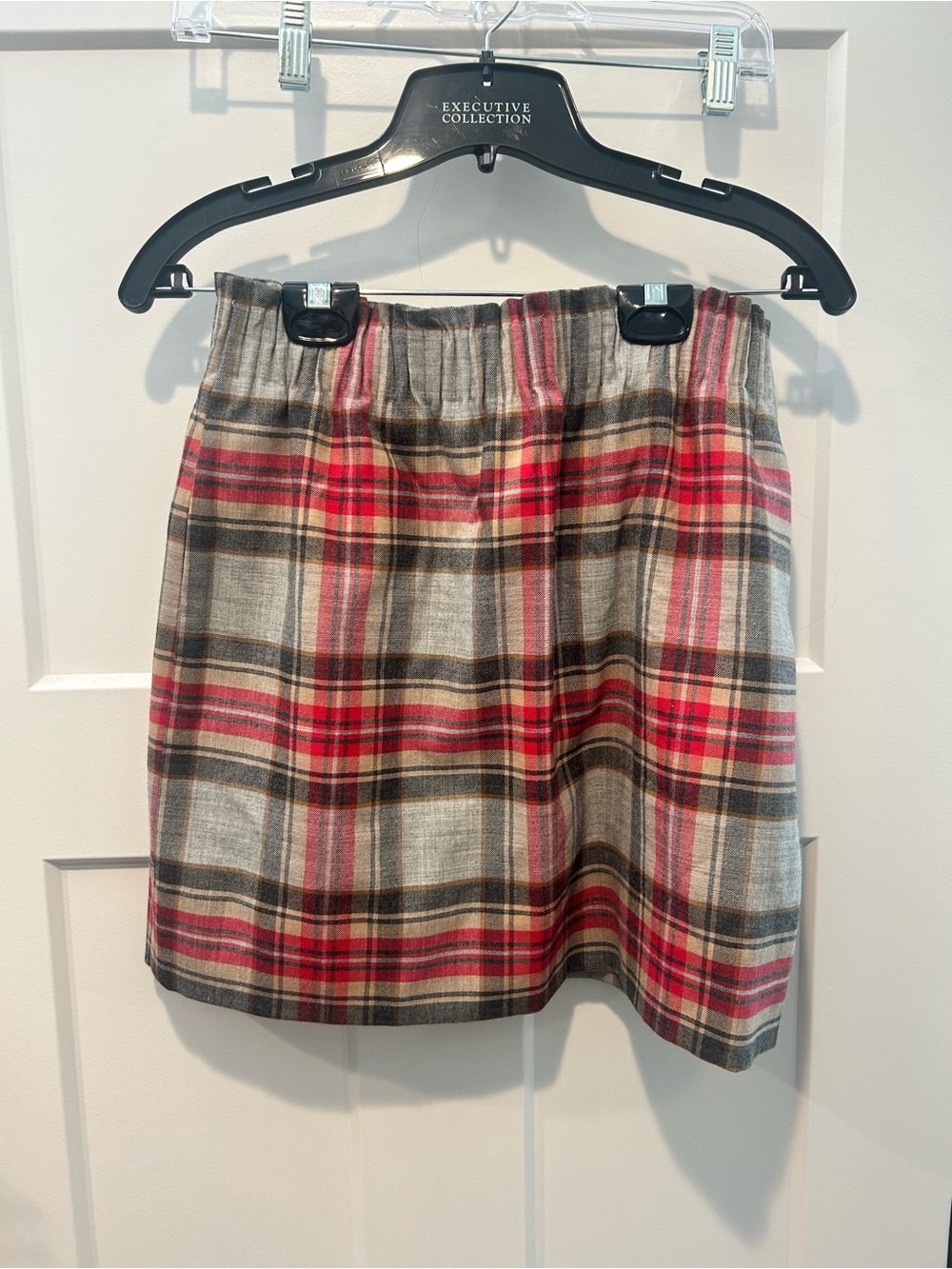 Plaid Mini Skirt in Red and Gray